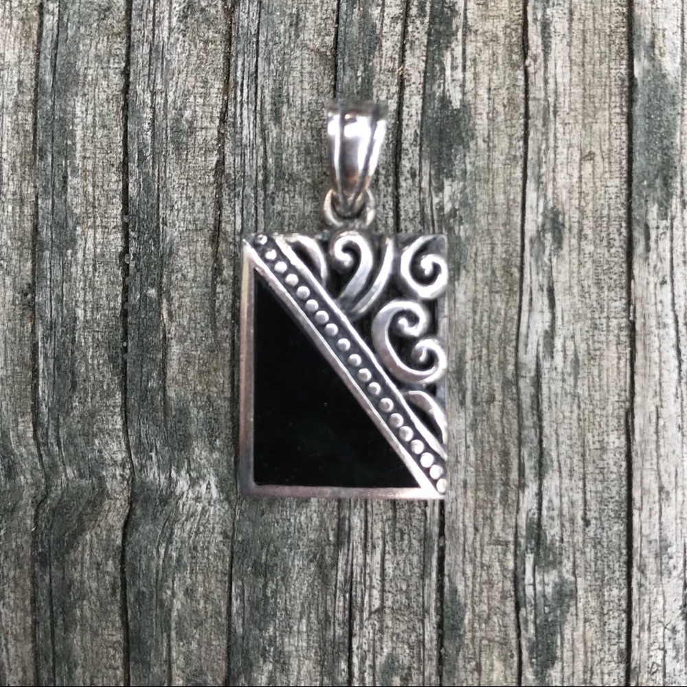 Sterling silver black onyx pendant